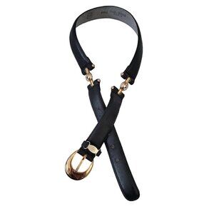 Vintage Daniel Hechter Belt Black Leather Gold Hardware